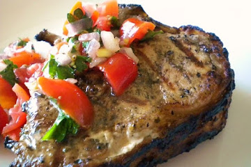 Lemon Grilled Veal Chops with a Fresh Tomato Relish