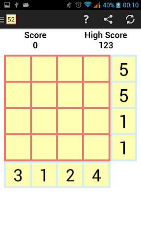 52 Number Puzzle Game