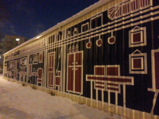 Red, White And Black Mural At Harcourt House