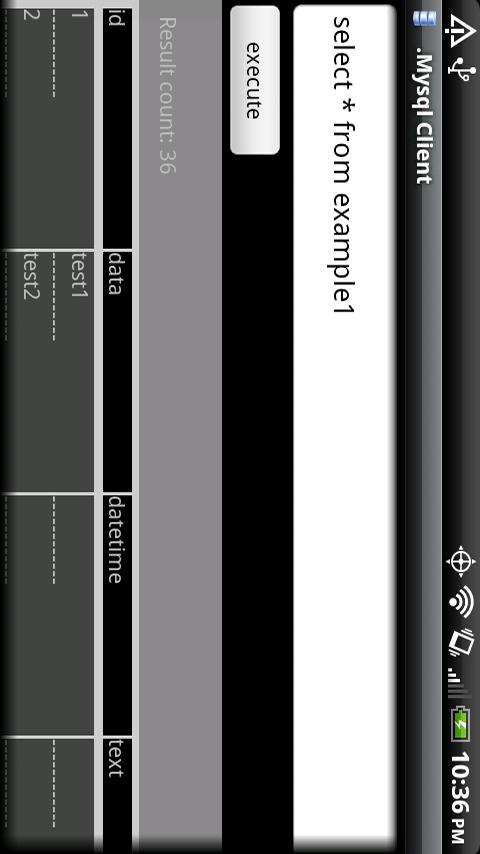 MySQL Database Client Screen 3
