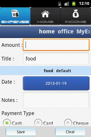 Android application Expense Tracker Pro screenshort