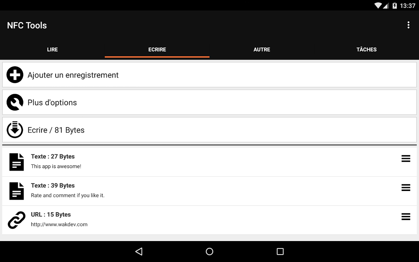 NFC Tools Applications Android sur Google Play