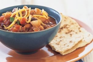 Spicy Three-Bean Chili with Warm Corn Tortillas