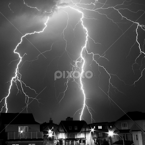 Lightning on the Village! by Hasan Mahmud Tipu - Black & White Landscapes