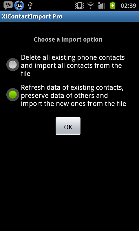 Android application XlContactImport Pro screenshort