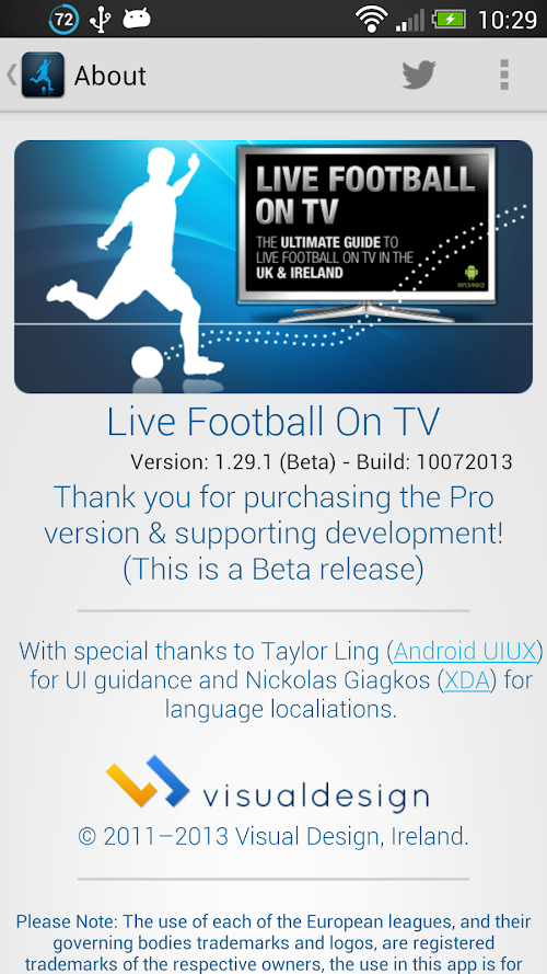 Android application Live Football On TV screenshort