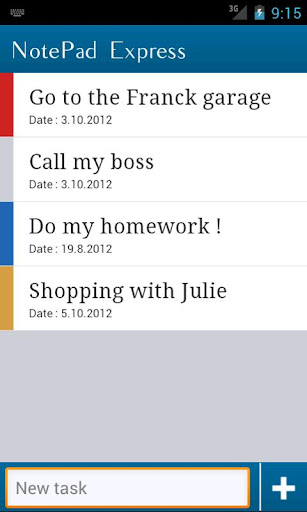 NotePad Express Task List