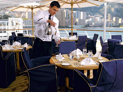 Al fesco in style: Take in the view and the ocean breeze during a casual lunch on the deck of Oceania Insignia's Terrace Café.