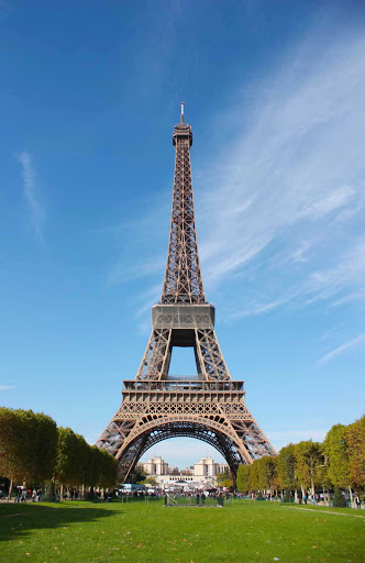  The Eiffel Tower, as seen from the Champ de Mars in Paris. 