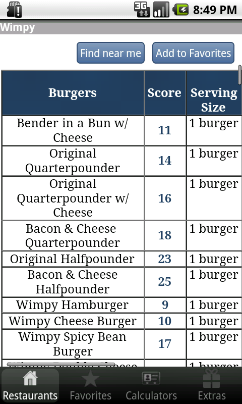 UK Fast Food Nutrition Calorie Screen 3