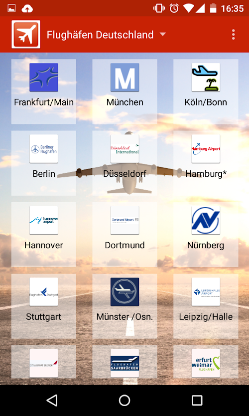 Android application Flughafen Info Pro screenshort