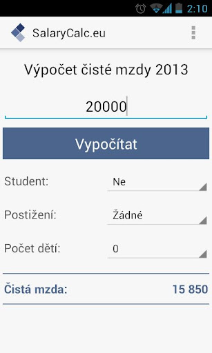 Kalkulátor čisté mzdy