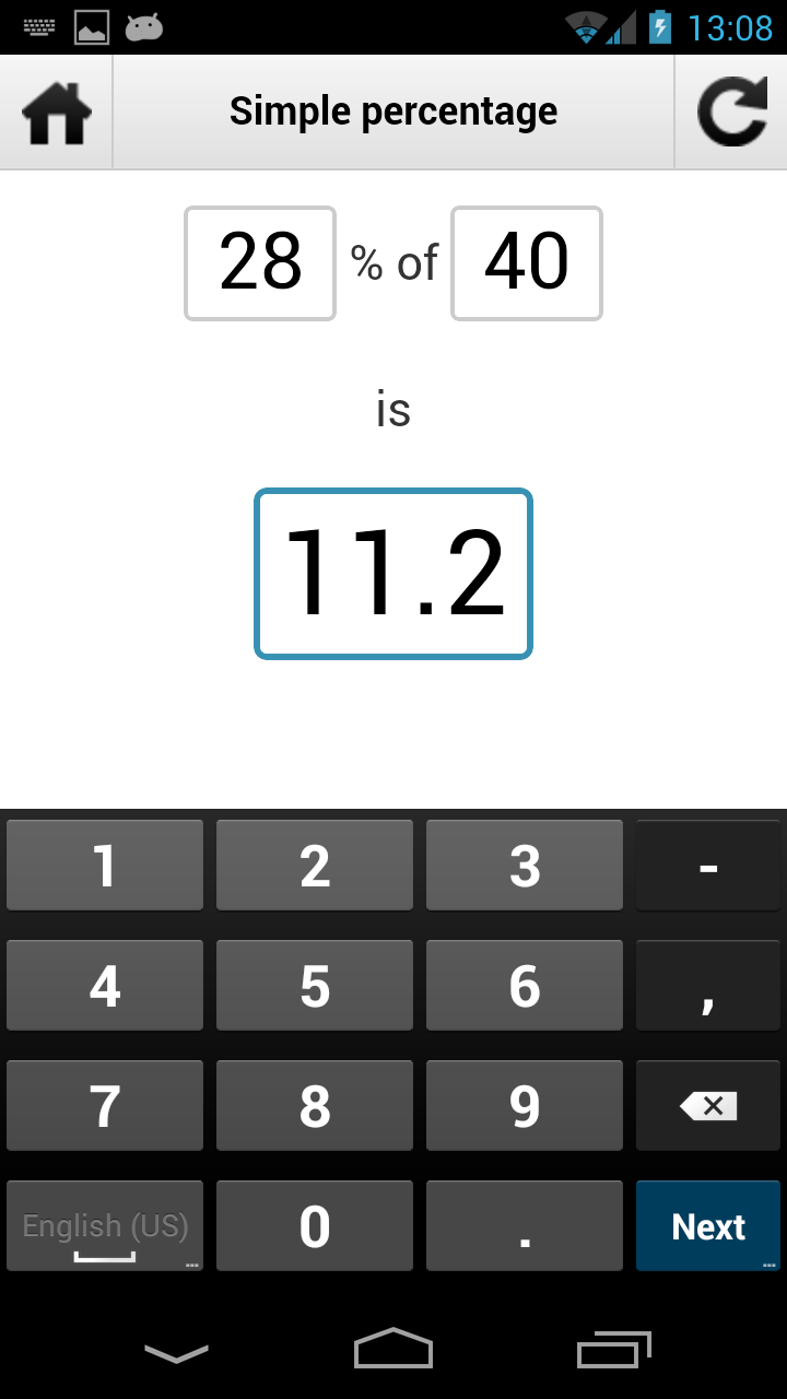 Percentage Calculator v1 Screen 2