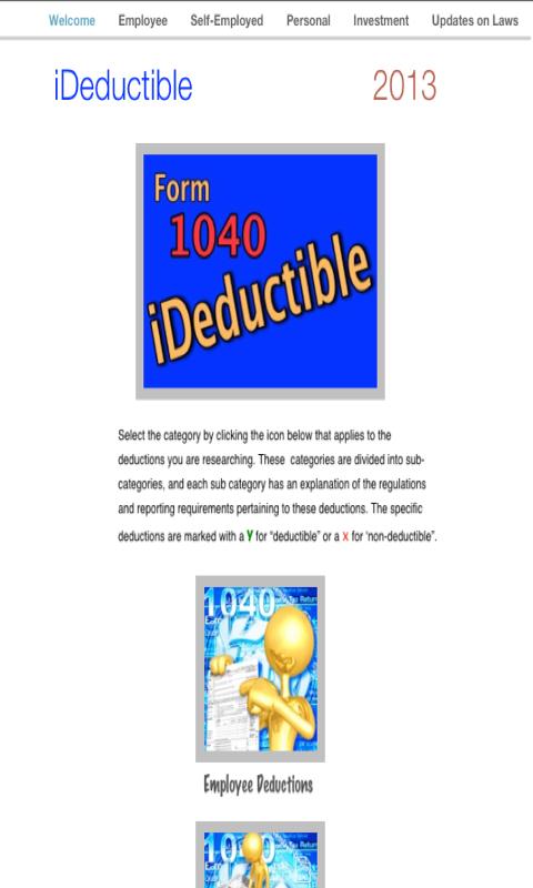 Android application iDeductible 2013 screenshort
