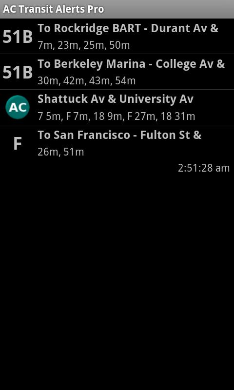 AC Transit Alerts Pro Screen 2
