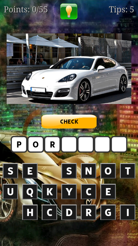Cars Quiz Screen 1