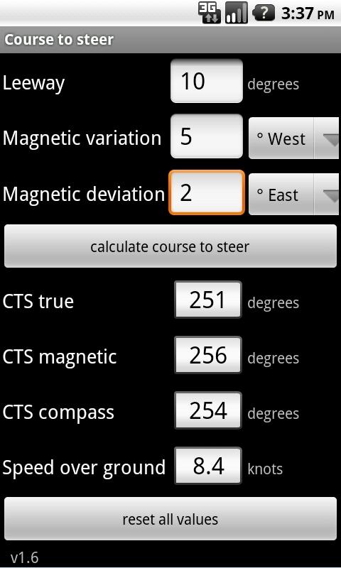 Course to steer Screen 2