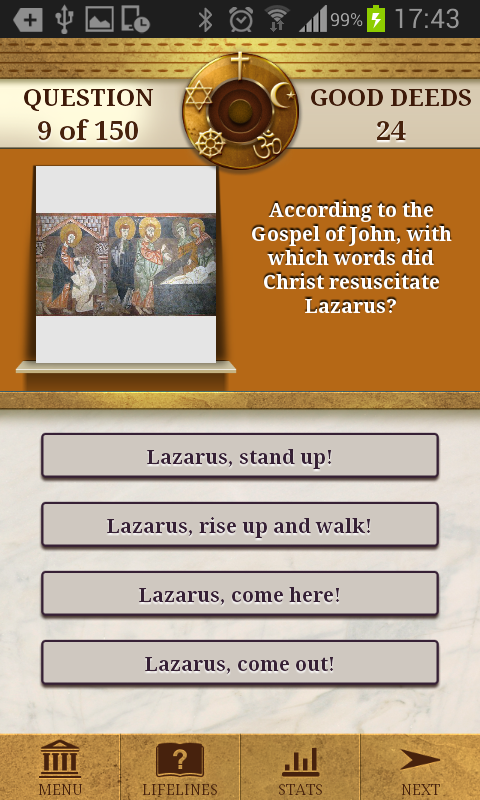 Genius Religion Quiz Screen 2