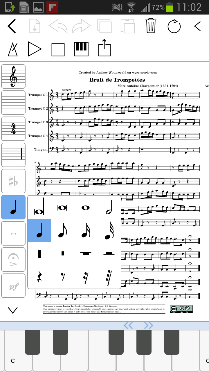 Android application scorio Music Notator screenshort