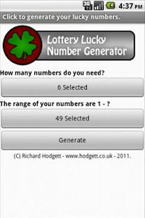 Lottery Lucky Number Generator