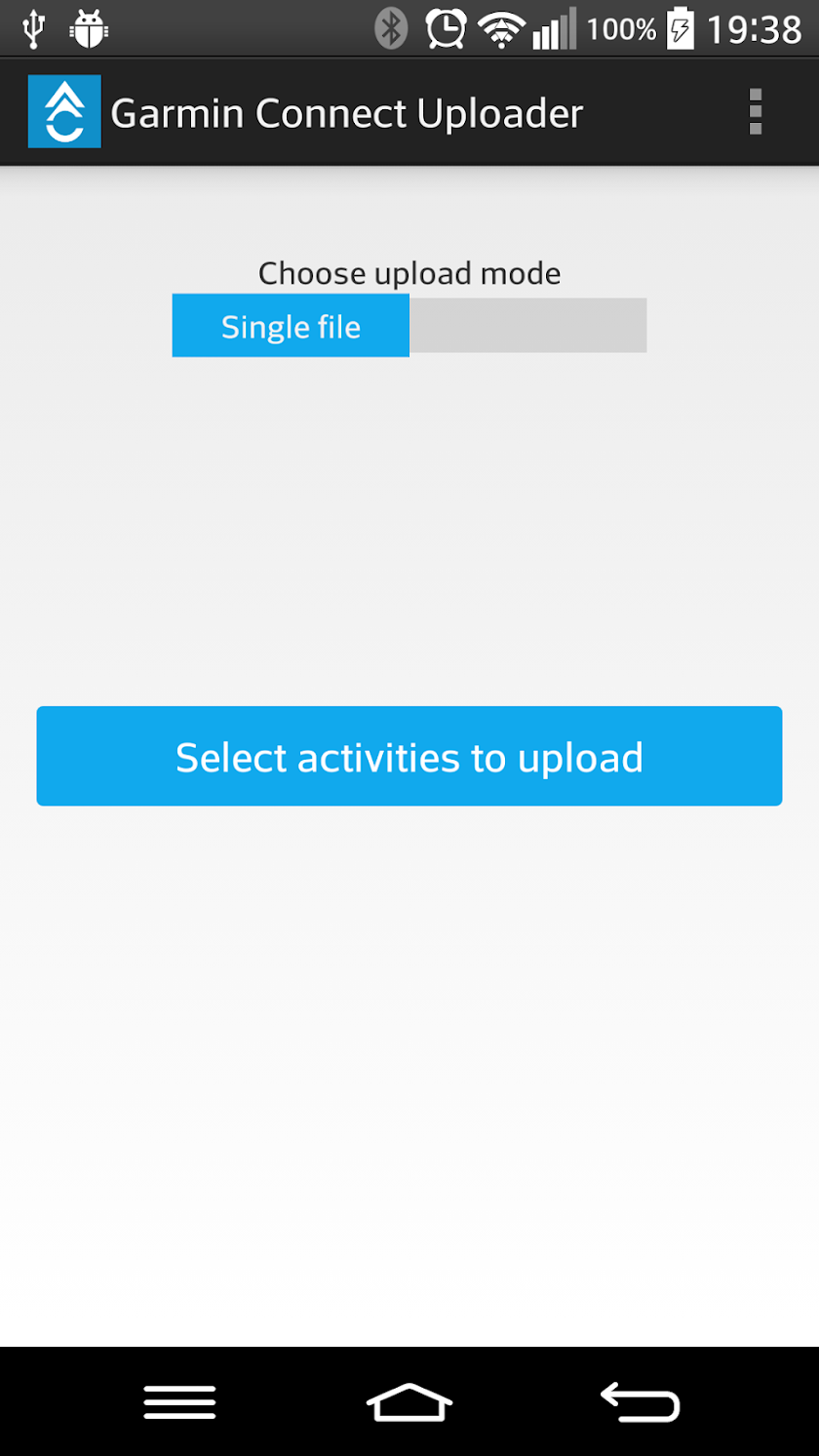 Garmin Connect Uploader Screen 2