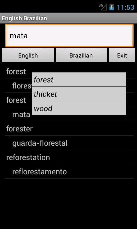 Android application English Brazilian Dictionary screenshort