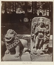 Stone lion and eight-armed Durga slaying the demon Mahisha (former Lichte collection). Yogyakarta, Yogyakarta district, D.I. Yogyakarta province, 9th century.