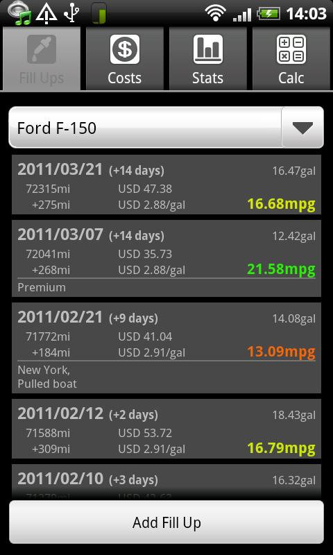 Android application FuelLogPro License Key screenshort
