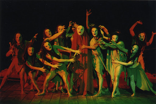 Production image: Chorus (Bacchai 2002)
