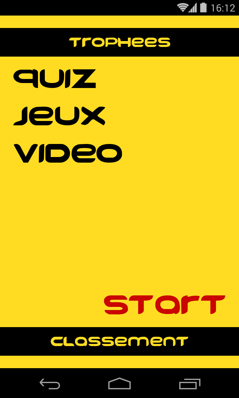 Android application Video Games quiz screenshort