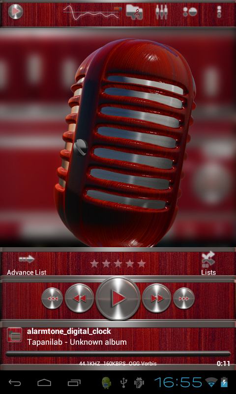 poweramp skin metal red wood Screen 2