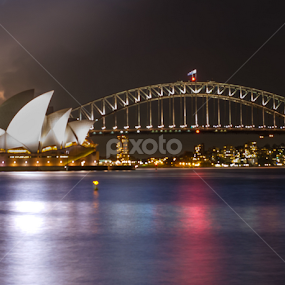 Lightning behind the opera by Adam Scarf - Buildings & Architecture Bridges & Suspended Structures