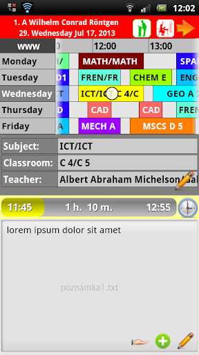 School - timetable