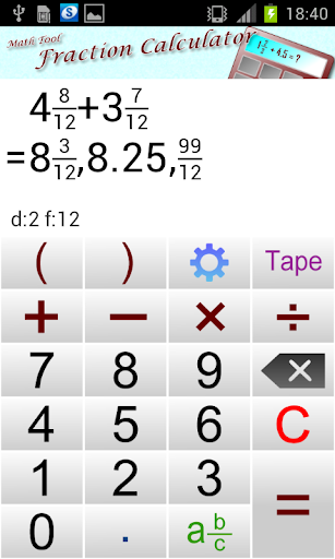 Math Tool Fraction Calculator