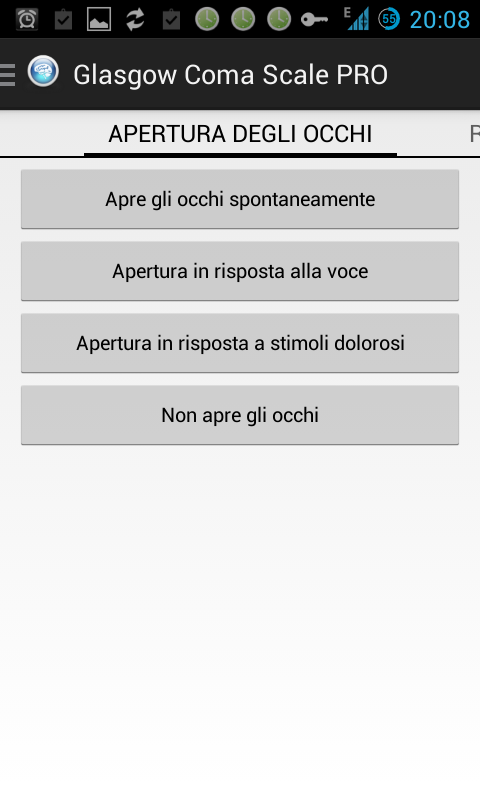 Android application Glasgow Coma Scale screenshort