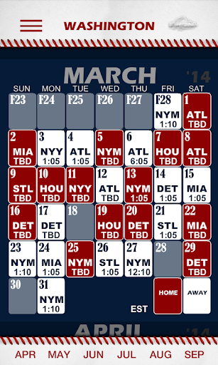 Baseball PocketSked- Nationals