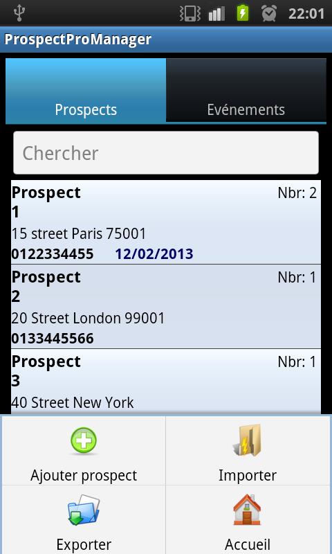 Prospects Manager Screen 3