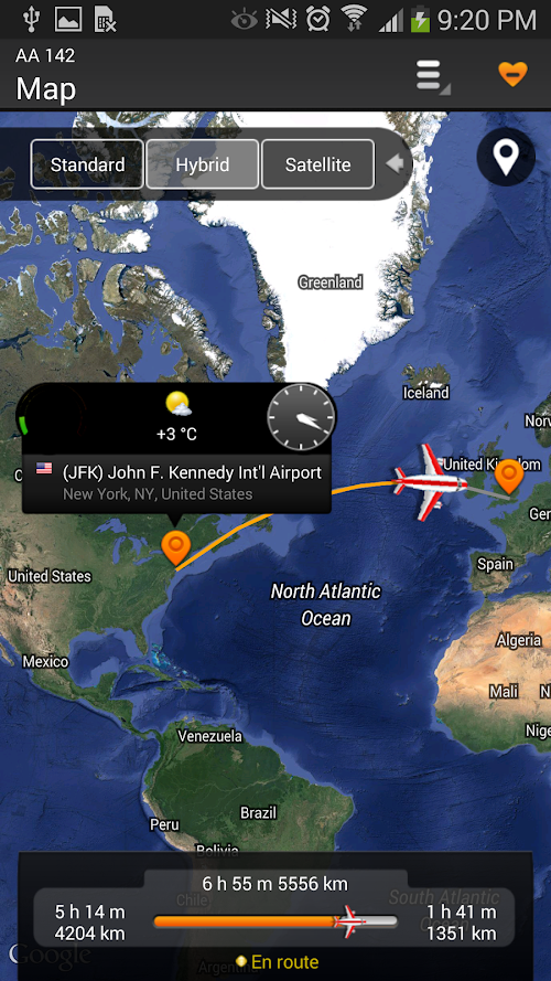 Android application Airline Flight Status Tracking screenshort