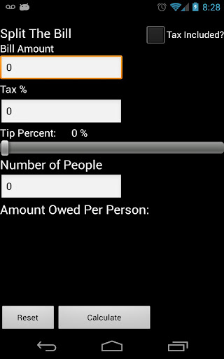 Split The Bill Tip Tax Calc
