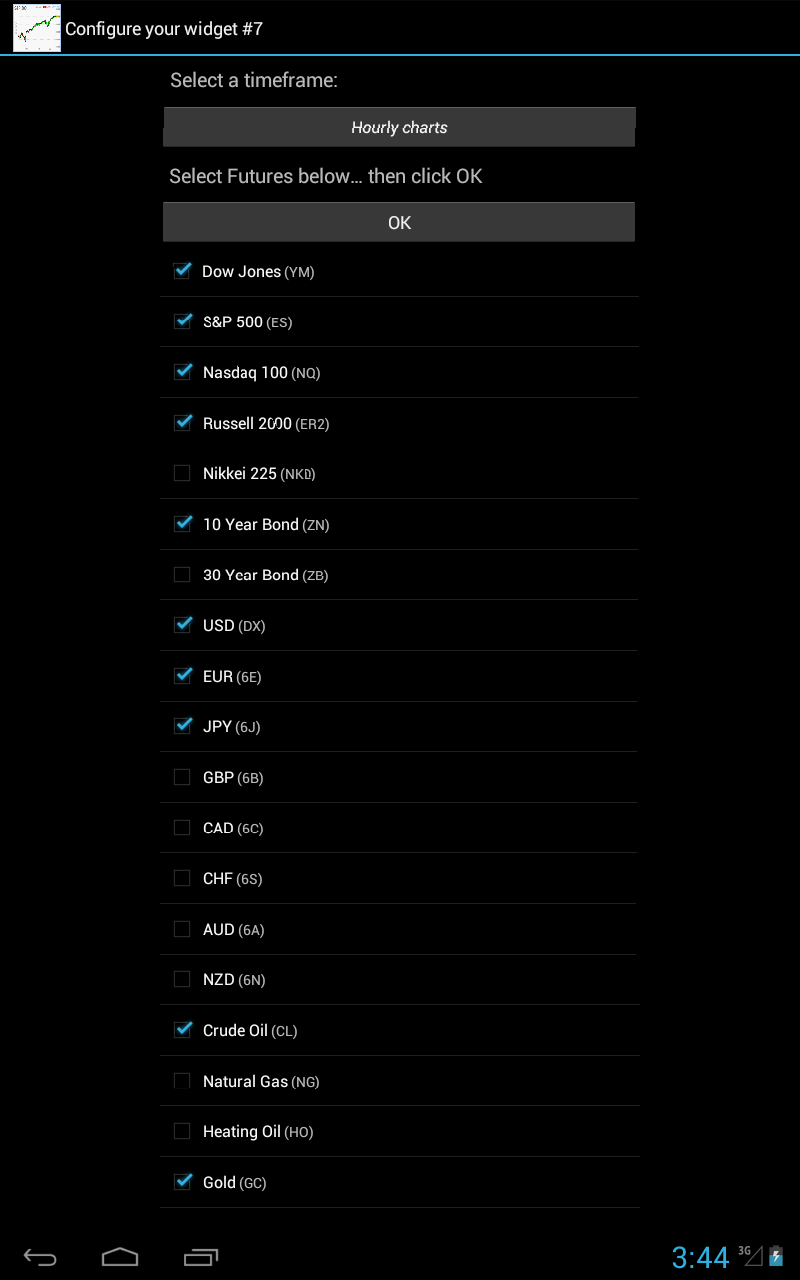 Futures Widget PRO for Android Screen 3