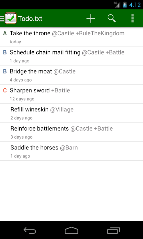 Android application Todo.txt screenshort