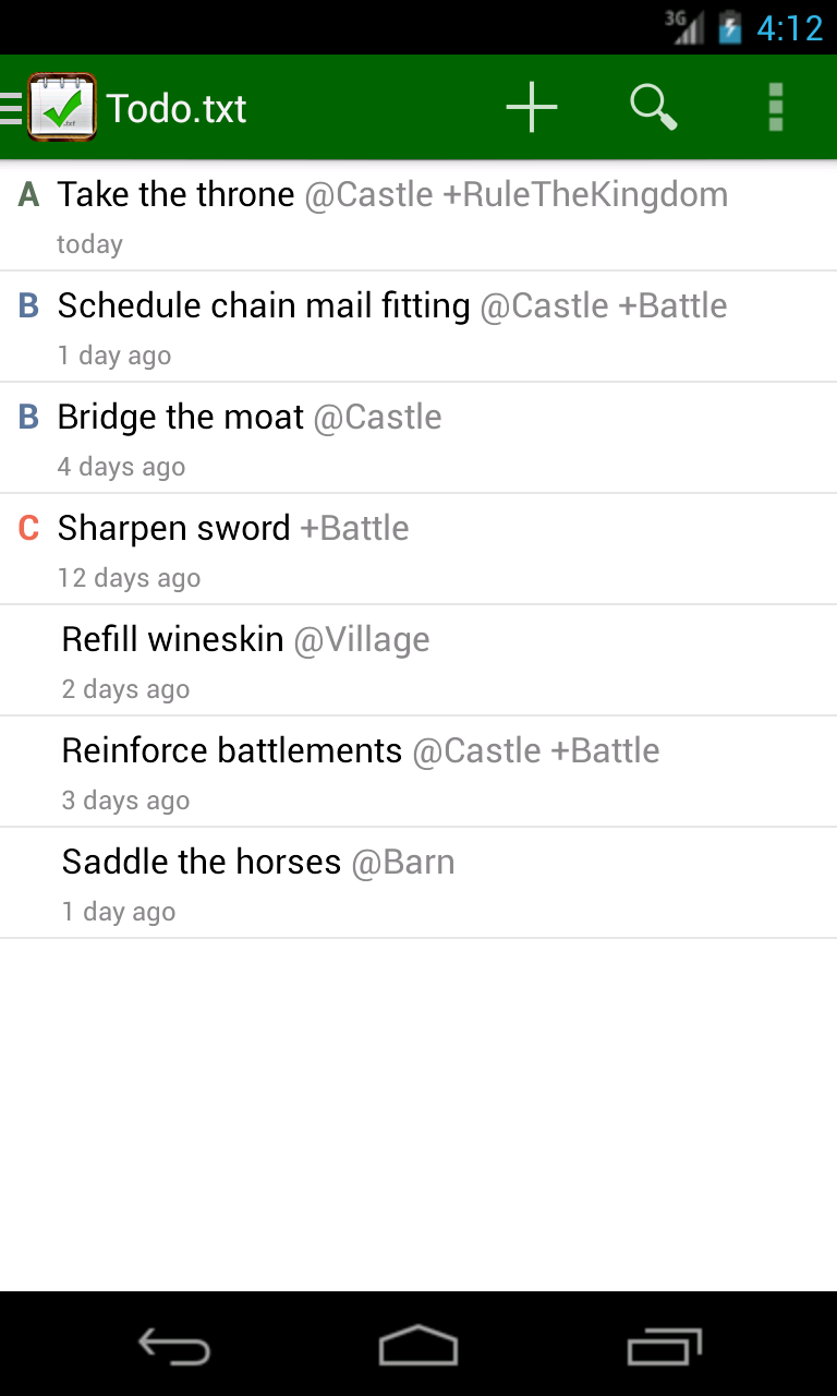 Todo.txt Screen 1