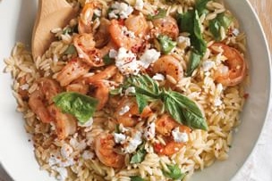 Orzo with Feta, Basil and Shrimp