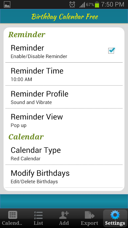 Birthday Calendar Free Android Apps on Google Play