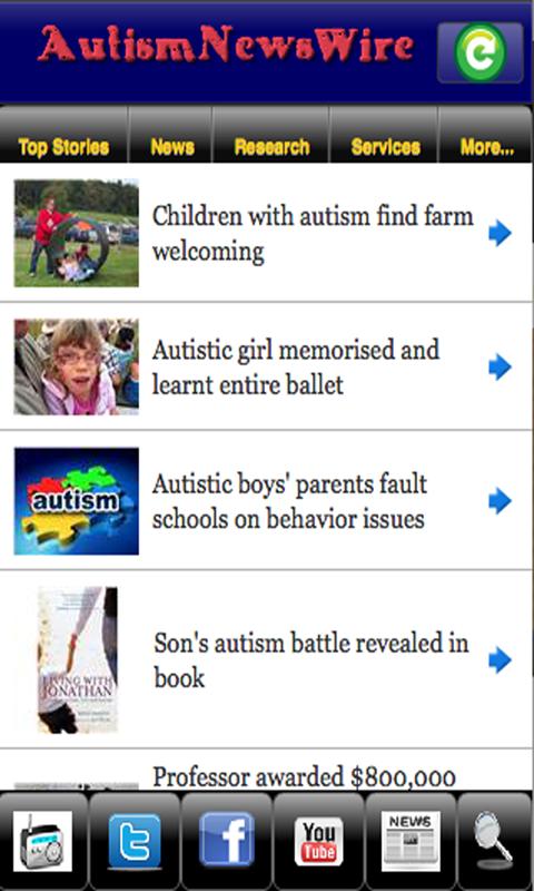 Autism News Wire Screen 1
