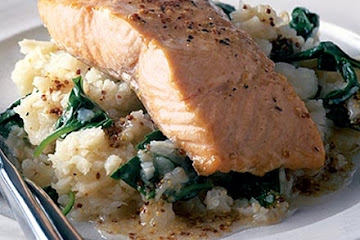 Salmon with mustardy celeriac mash