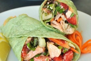 Strawberry Salmon Wraps with Homemade Feta Vinaigrette