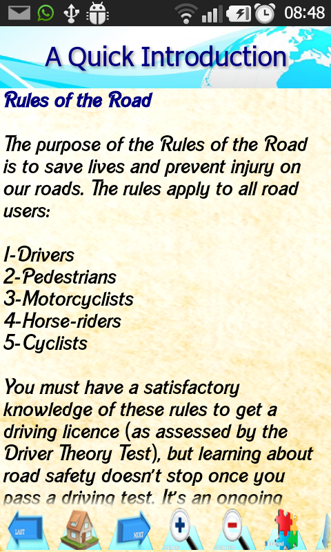 Driving  Rules &amp; Traffic Signs Screen 3