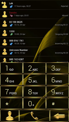 Dialer MetalGate Gold theme