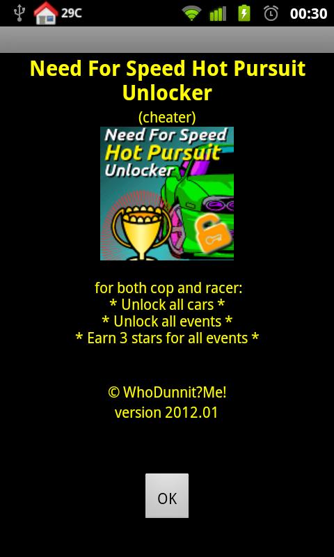 Hot Pursuit Unlocker Screen 3